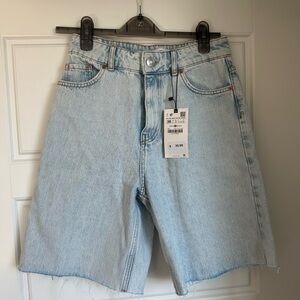 Zara high waisted mom fit denim shorts
